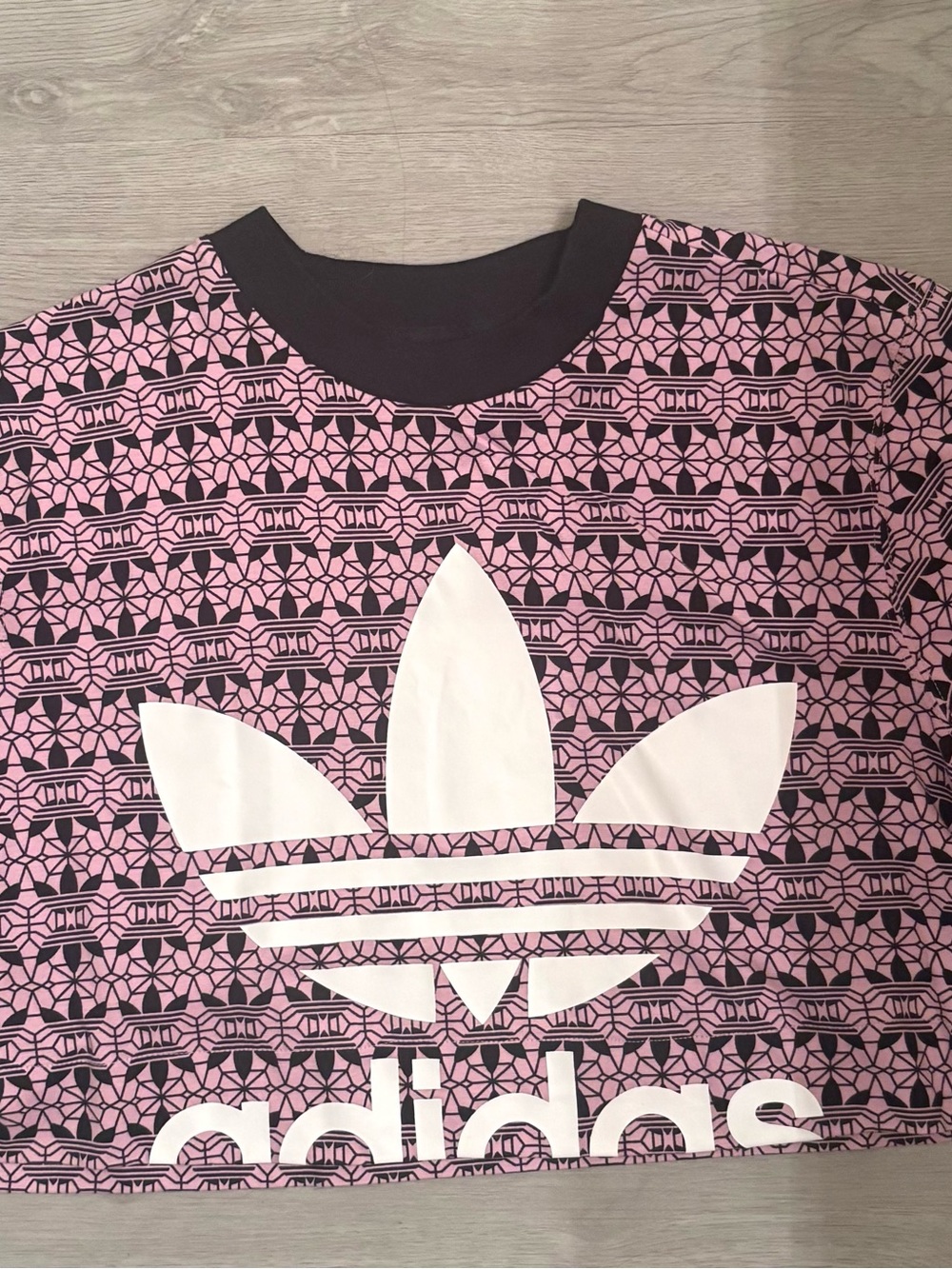 adidas Black Leggings with Pink Geometric Panel